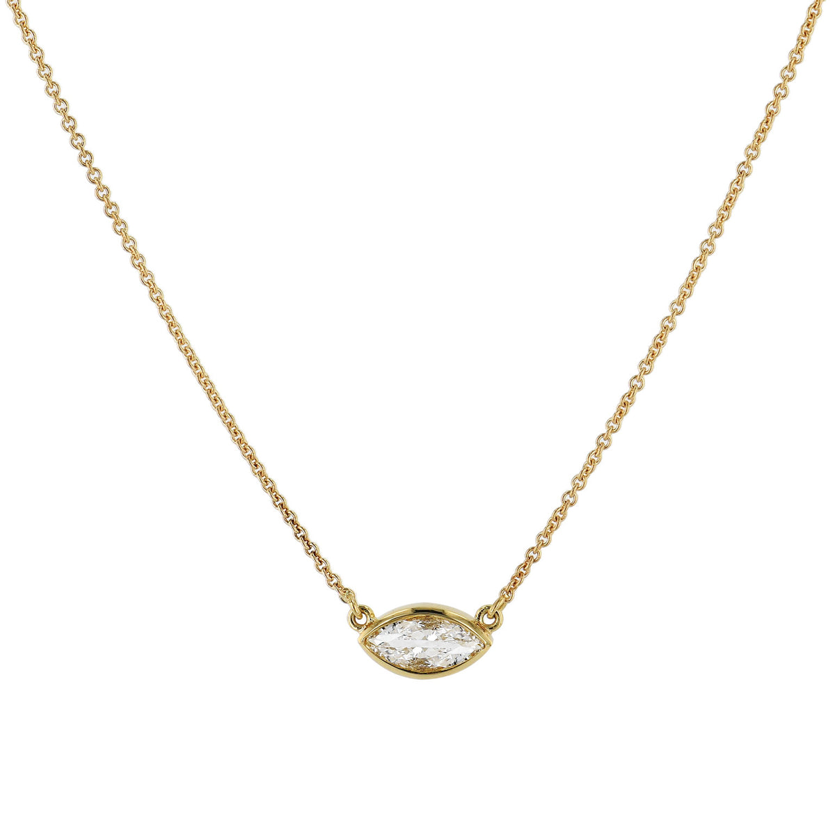 0.34ct Marquise Cut Yellow Gold Diamond Necklace Necklaces H&H Jewels