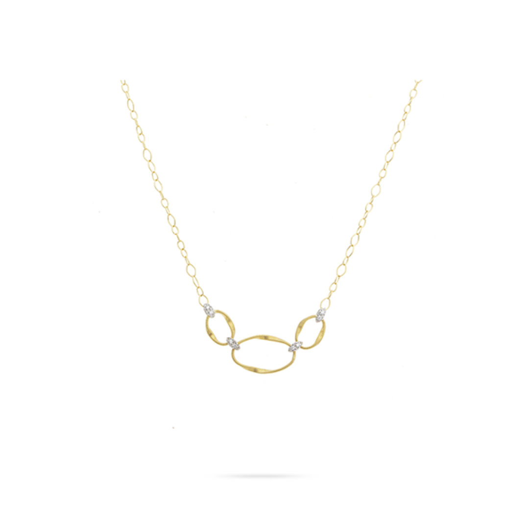 18kt Yellow Gold Marrakech Onde Collection Triple Ring Diamond Link Necklace Necklaces Marco Bicego