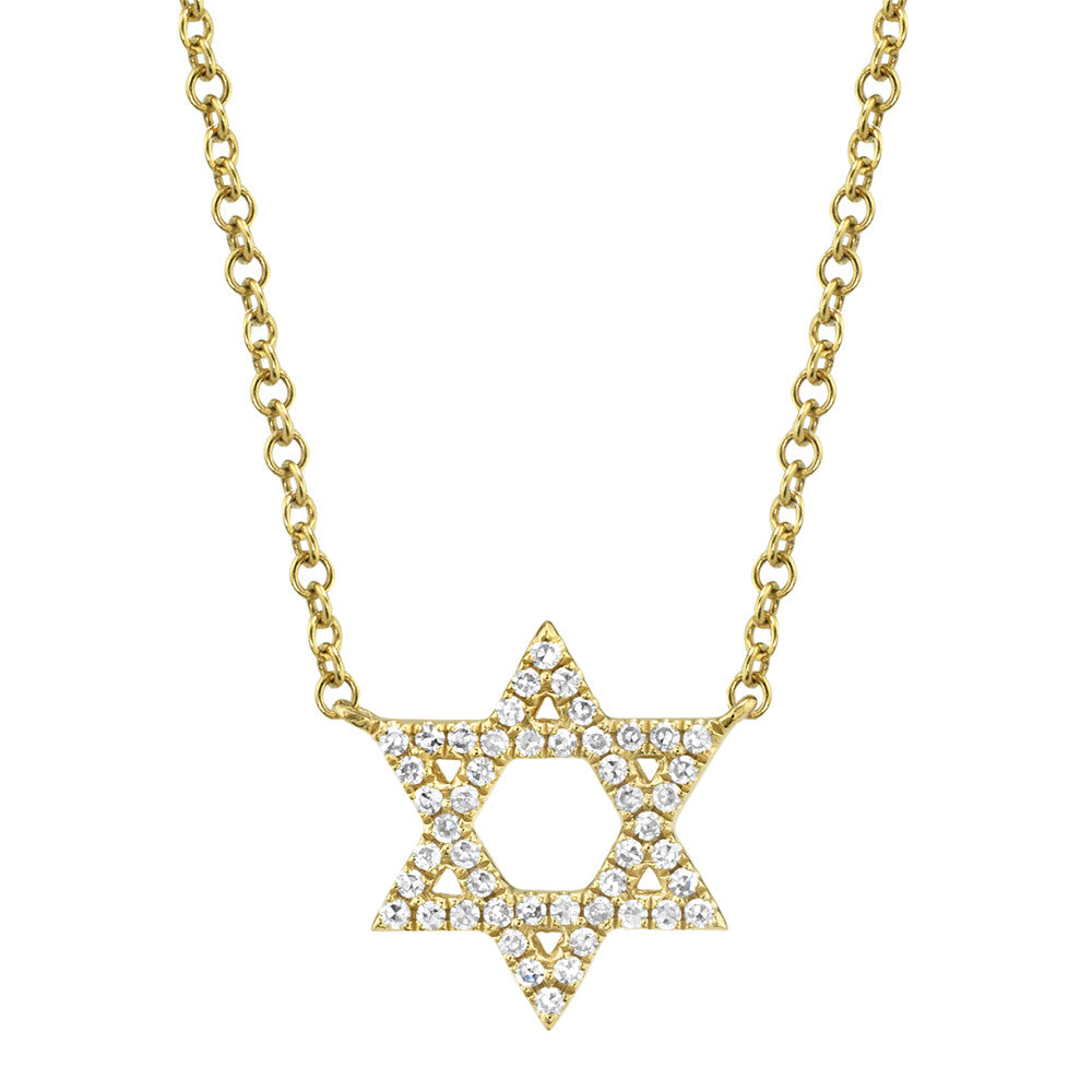 14kt Yellow Gold Diamond Star Of David Necklaces Gift Giving