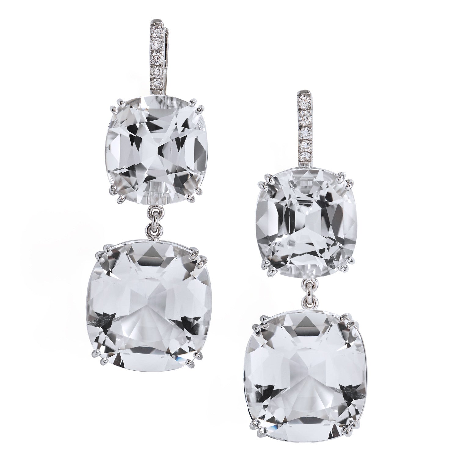 Arkansas Quartz Pave Diamond White Gold Drop Earrings Earrings H&amp;H Jewels
