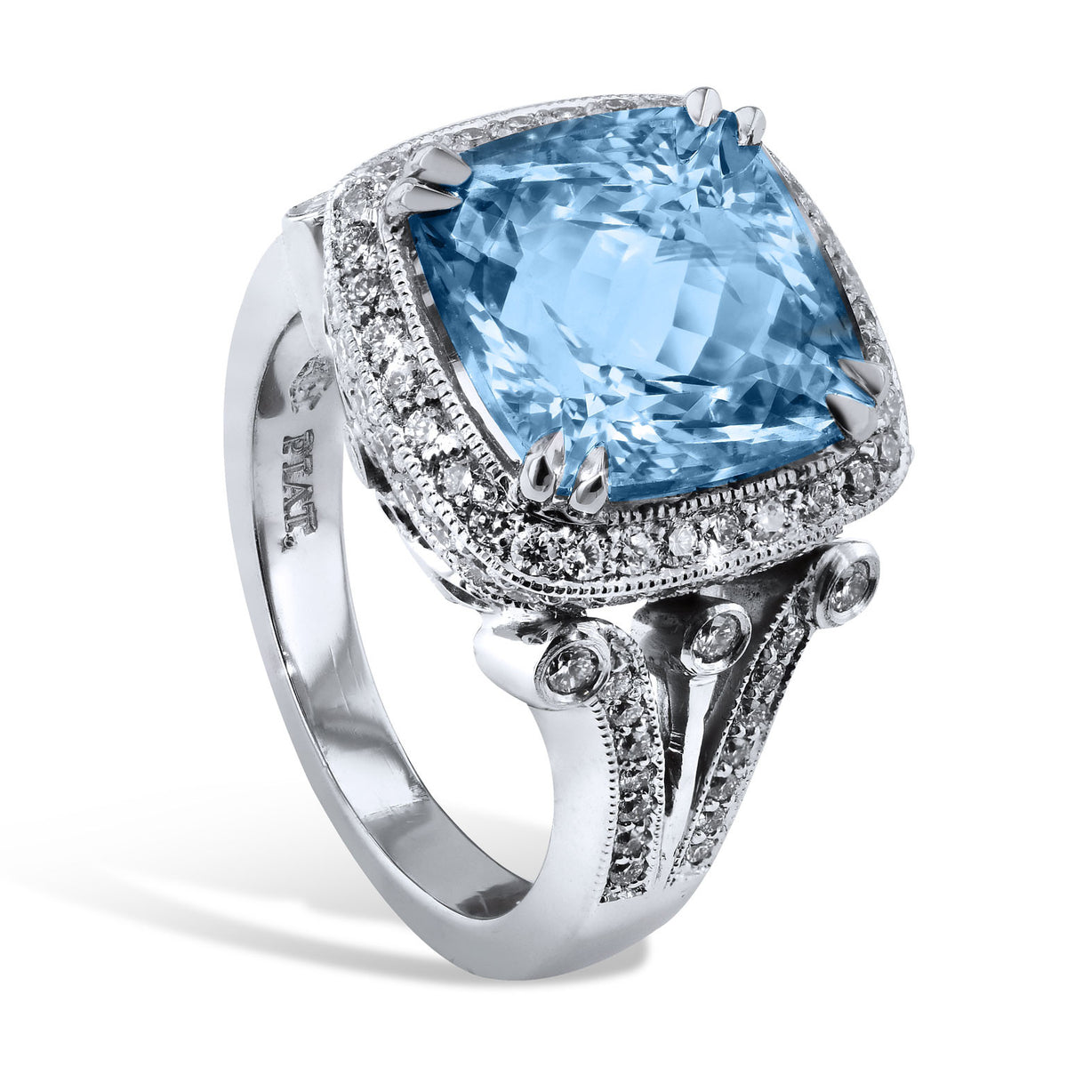 Cushion Cut Aquamarine Ring - Alternate View 2