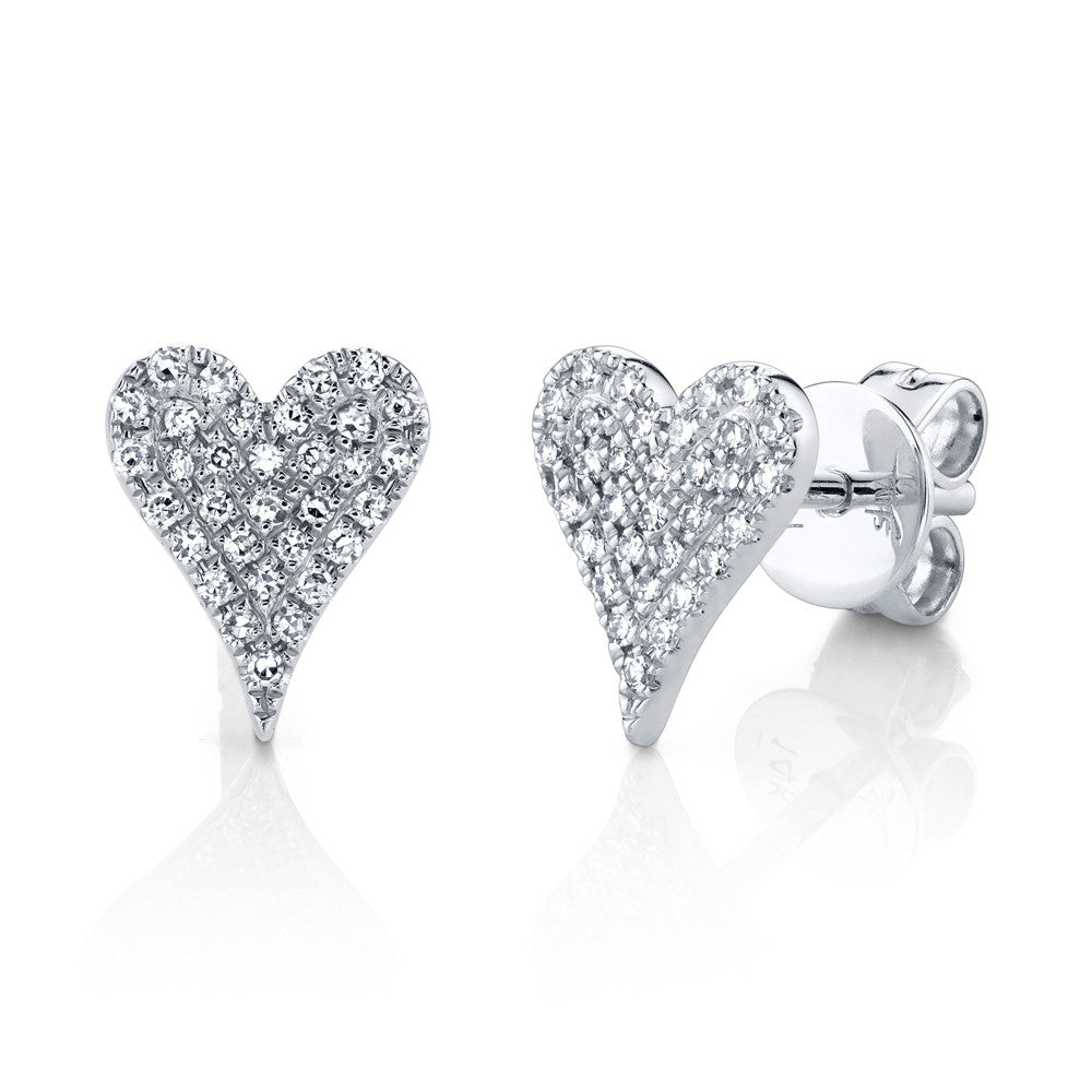 0.14ct White Gold Diamond Pave Heart Earrings Earrings Gift Giving