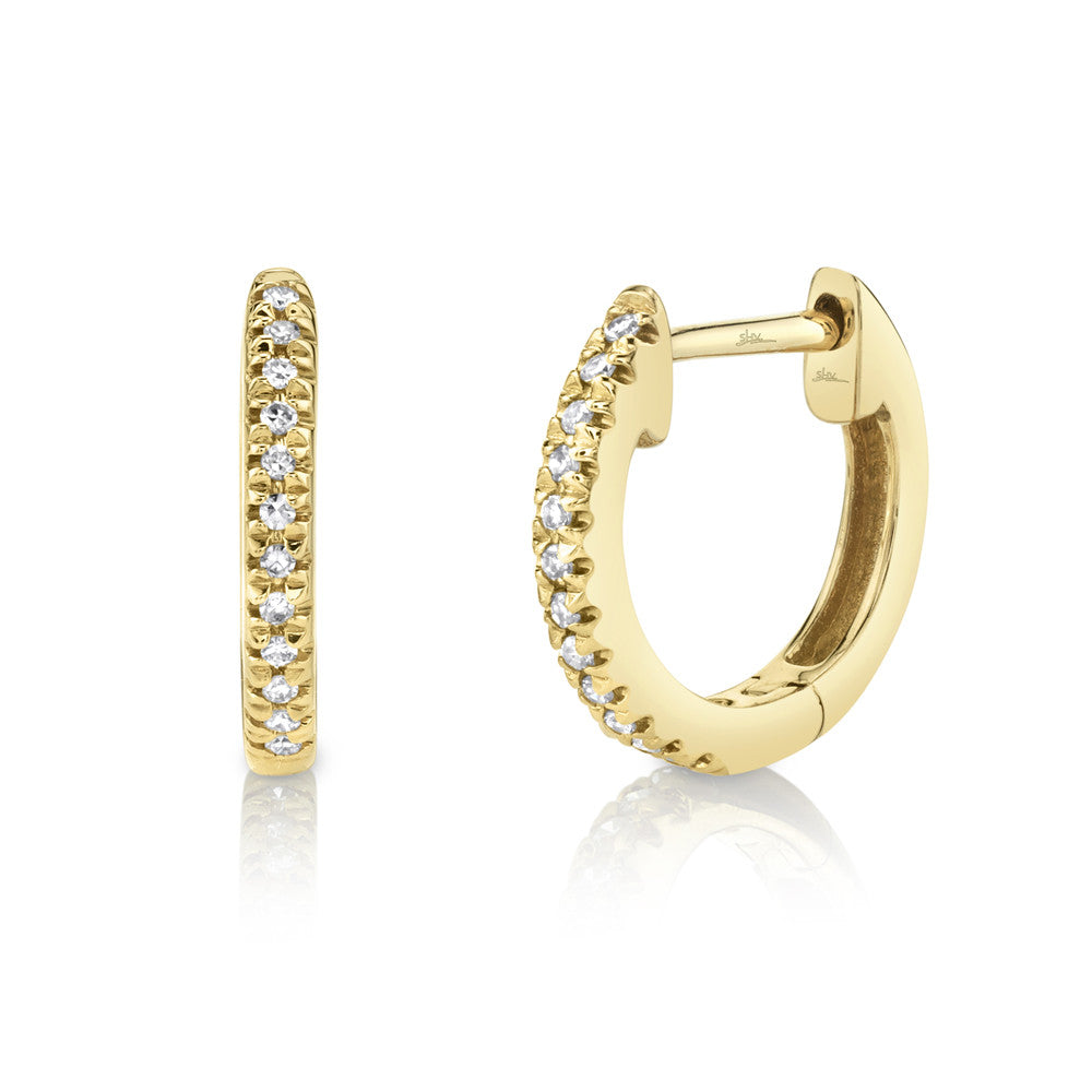 0.07ct Yellow Gold Small Diamond Hoops Earrings Gift Giving