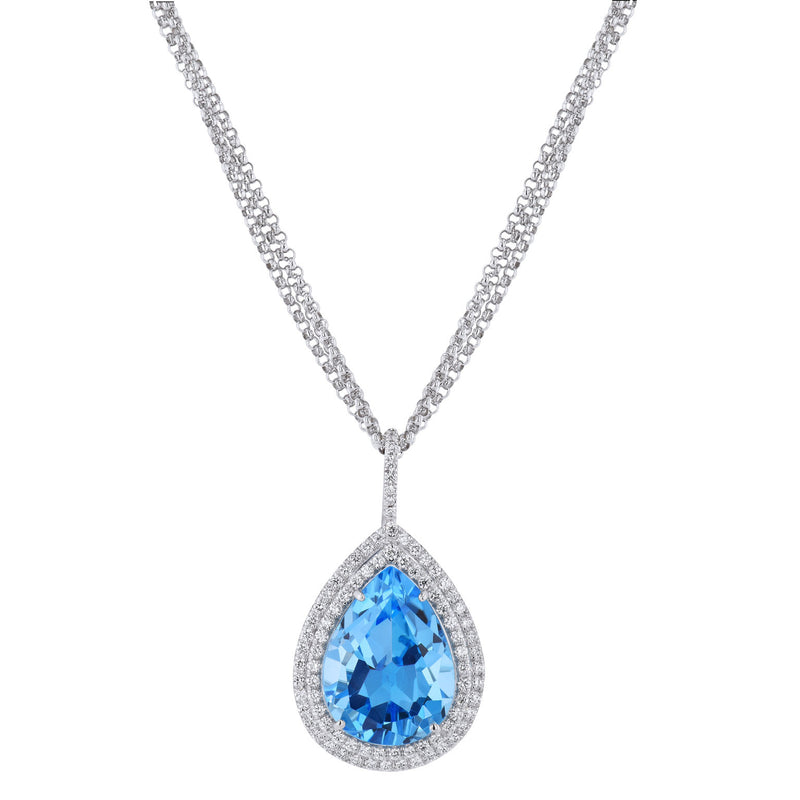 Handmade Blue Topaz Pear Shape Pendant Necklaces H&H Jewels