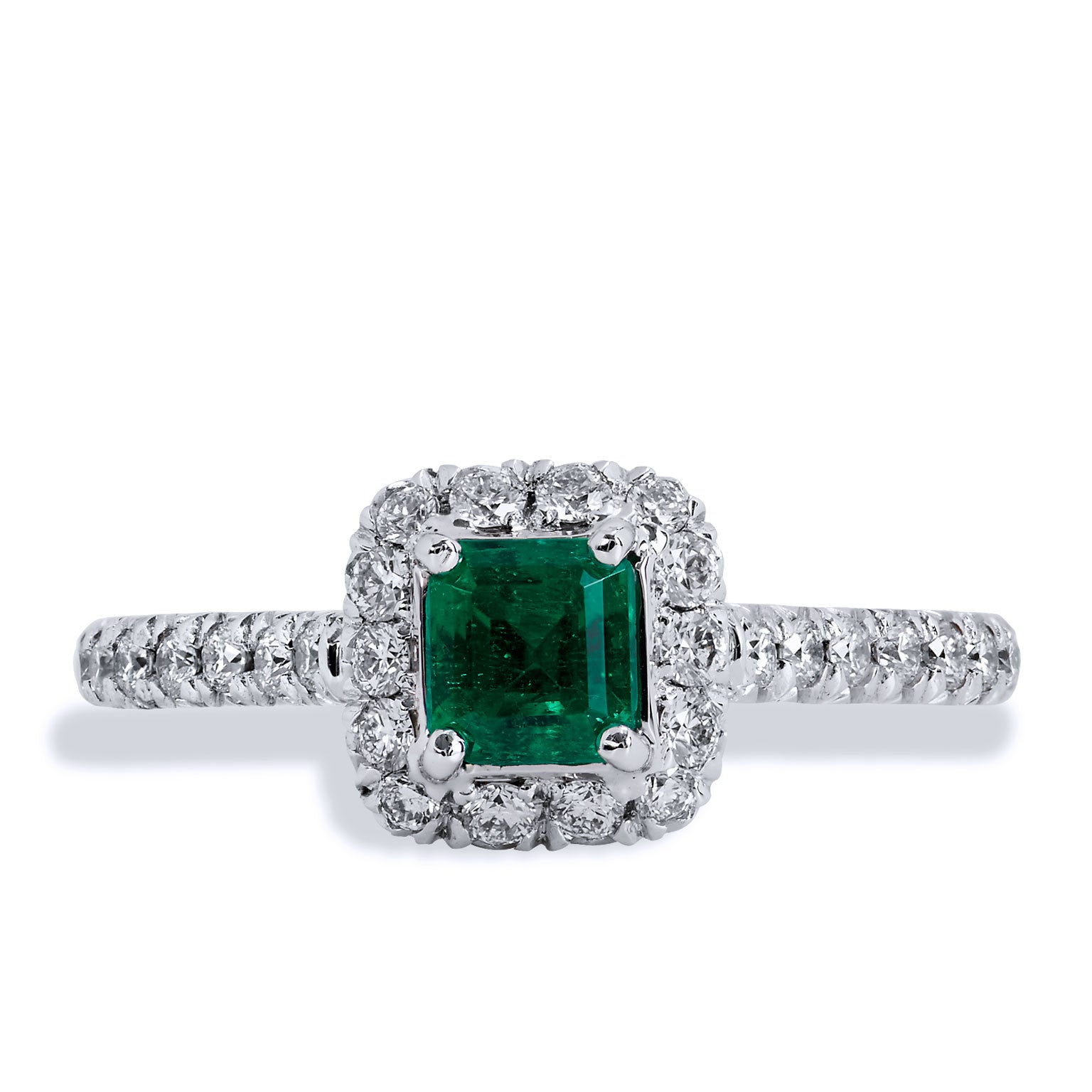 0.50 Carat Colombian Emerald And Diamond Pave Cocktail Ring Engagement Rings H&amp;H Jewels
