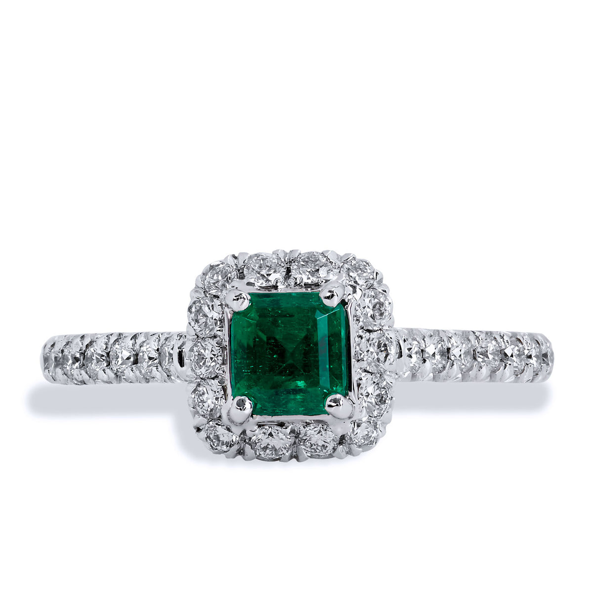 0.50 Carat Colombian Emerald And Diamond Pave Cocktail Ring Engagement Rings H&H Jewels