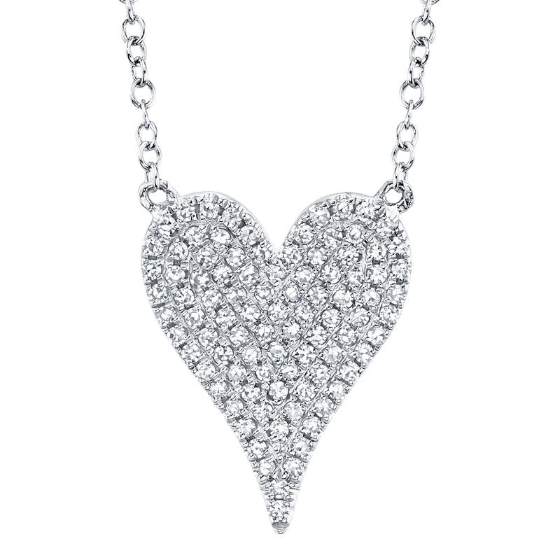 0.21ct White Gold Diamond Heart Necklace Necklaces Shy Creation