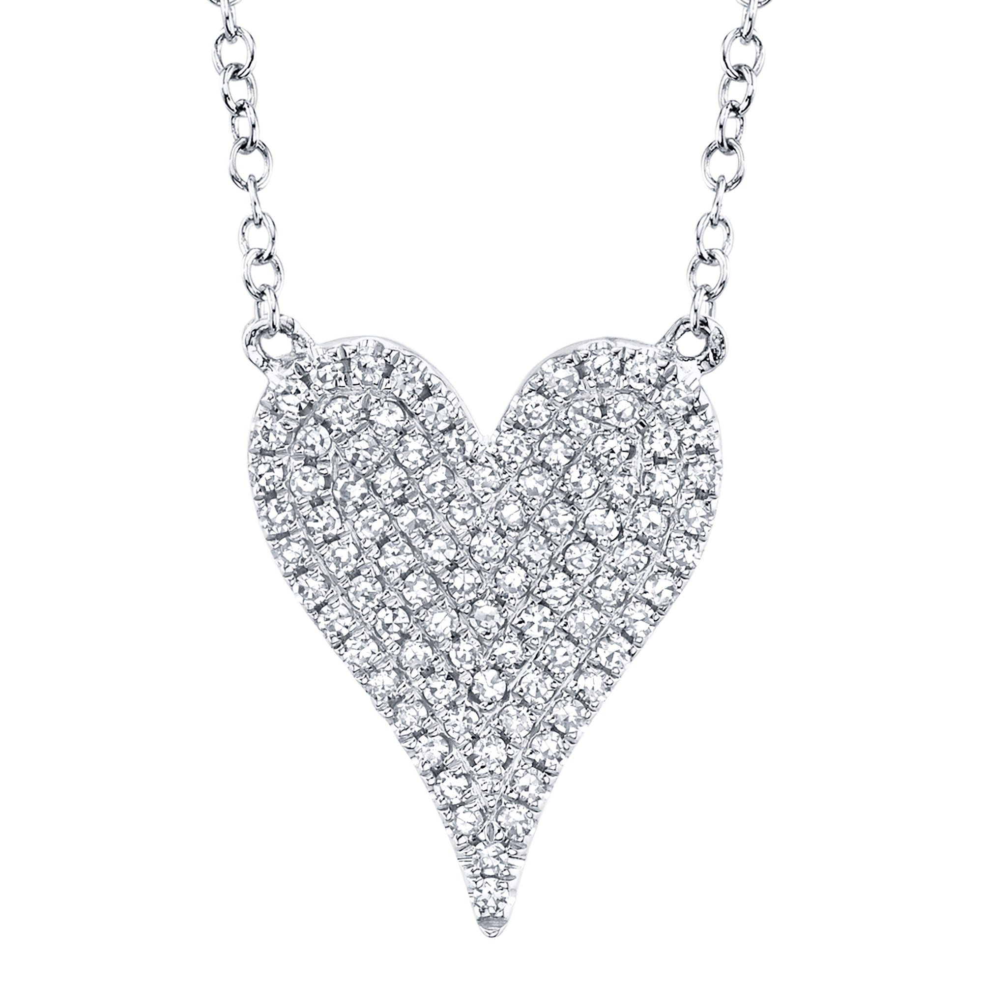 0.21ct White Gold Diamond Heart Necklace Necklaces Shy Creation