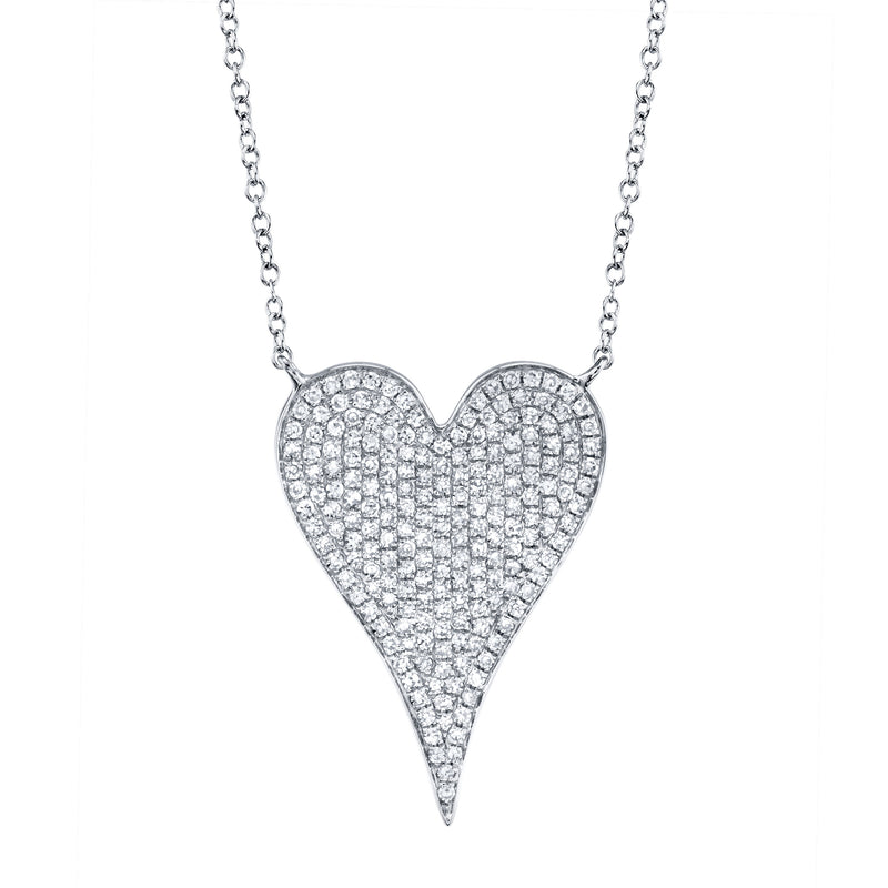 0.43ct White Gold Diamond Pave Heart Necklace Necklaces Shy Creation
