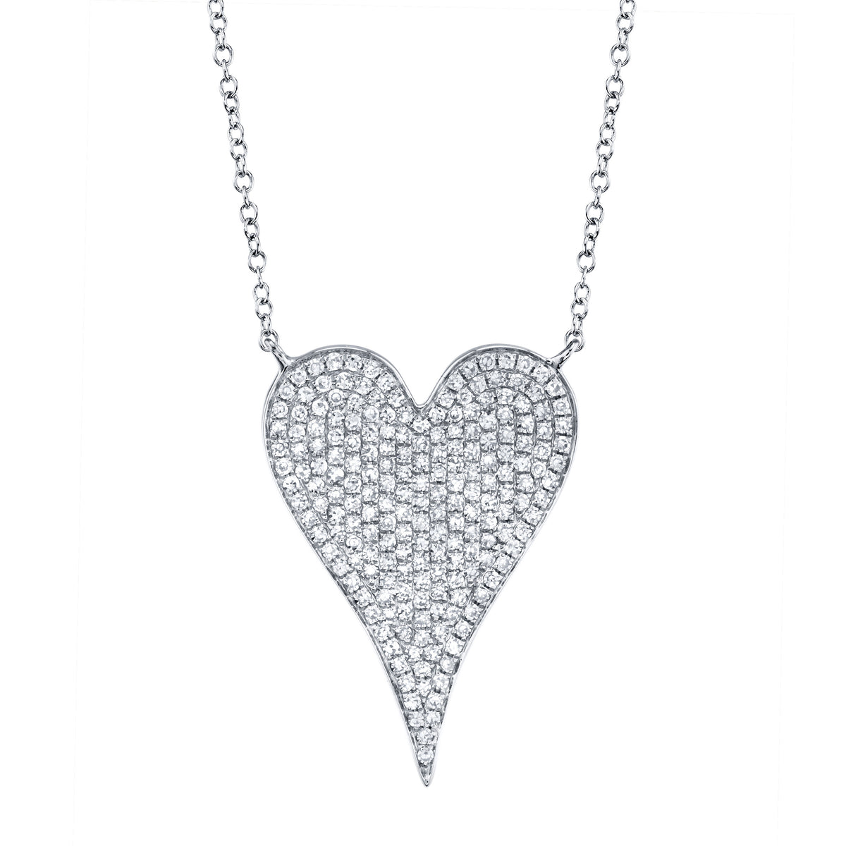 0.43ct White Gold Diamond Pave Heart Necklace Necklaces Shy Creation
