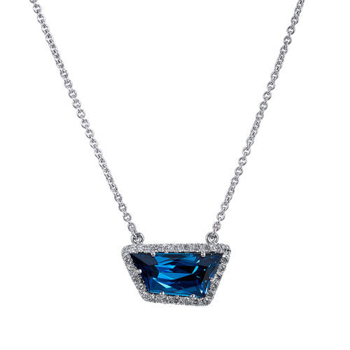 4.26 London Topaz Pave Diamond White Gold Pendant Necklace Necklaces H&H Jewels