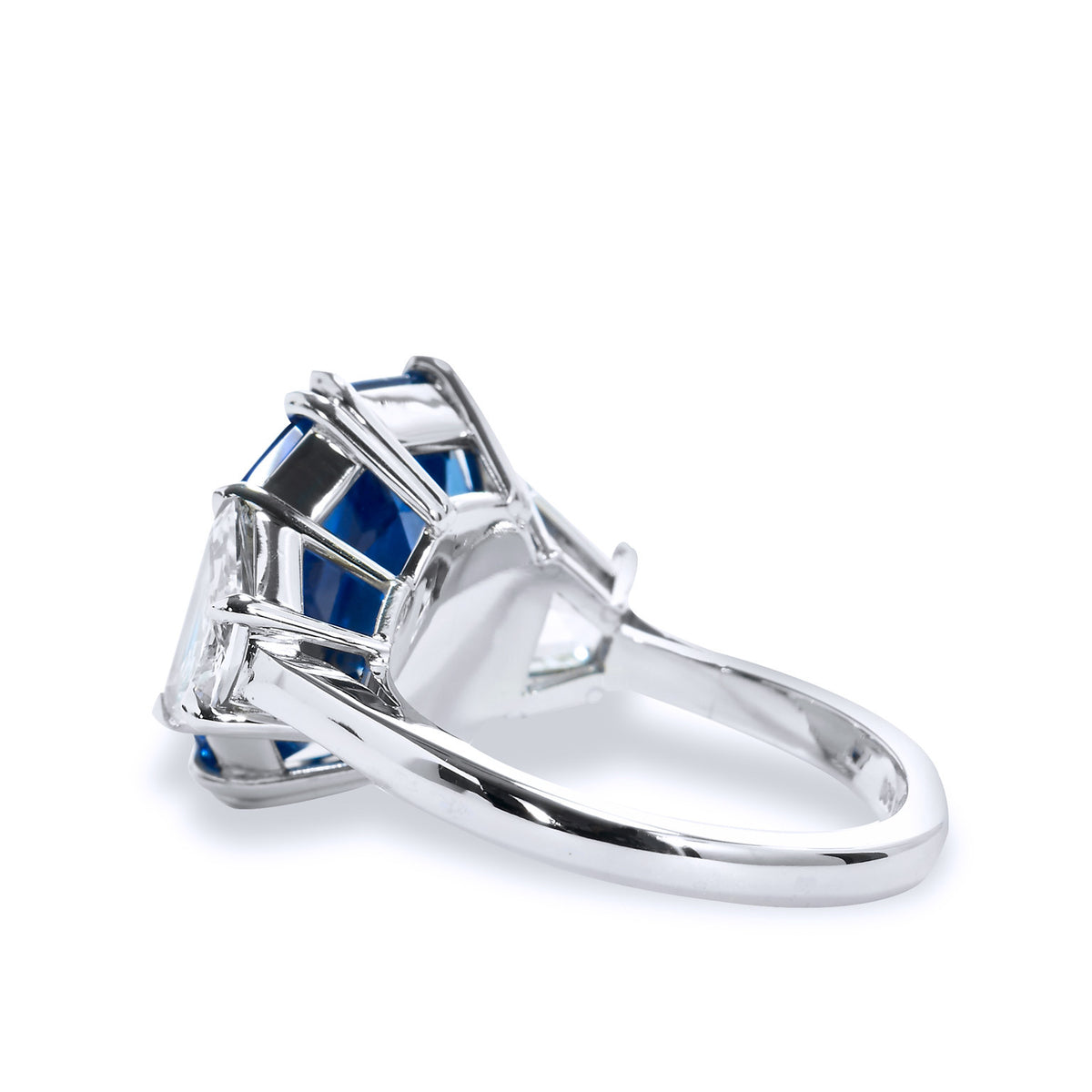 Octagon- Shaped Blue Sapphire And Diamond Ring - Alternate View 3