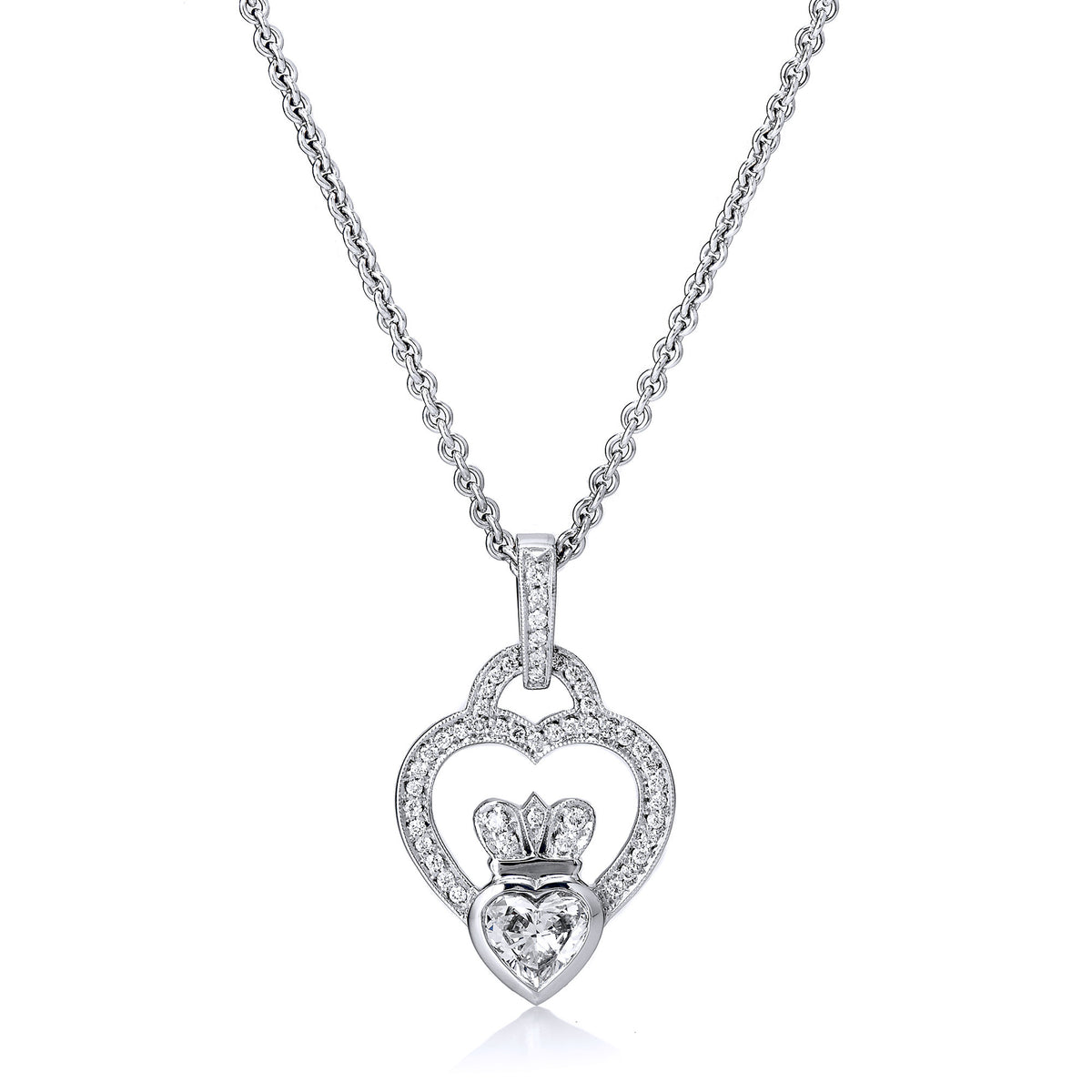 Heart Within Heart Diamond Pendant Necklace Necklaces H&H Jewels