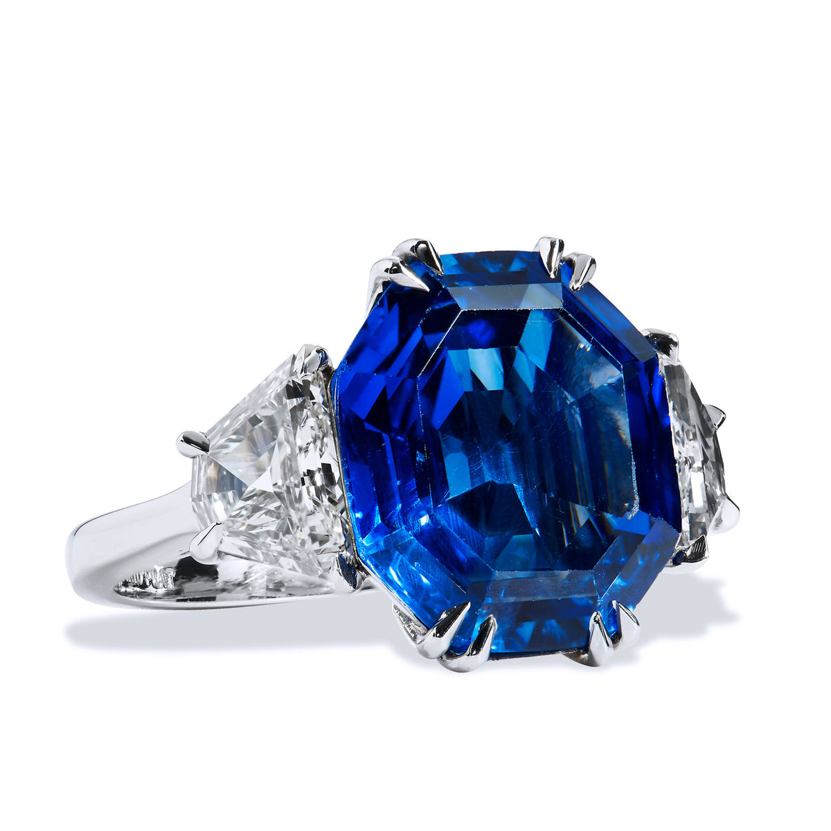 Octagon- Shaped Blue Sapphire And Diamond Ring - Alternate View 2