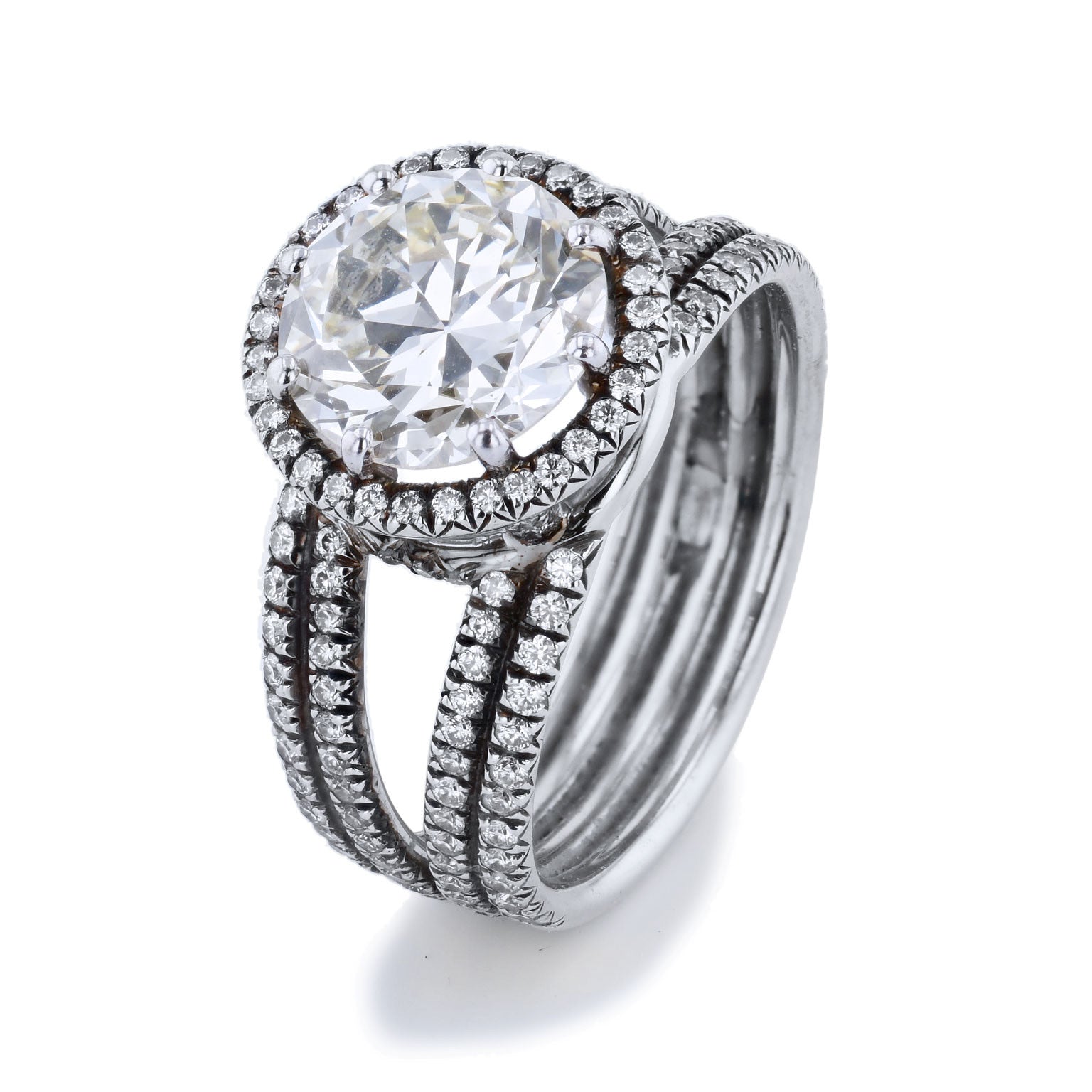 Round Diamond Split Shank Engagement Rings H&amp;H Jewels