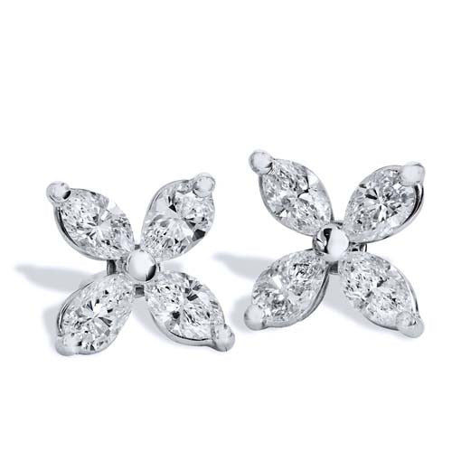 0.70 Carat Marquise Cut Diamond Flower Stud Earrings Earrings H&H Jewels