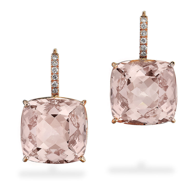 21.58ct Morganite and Diamond Lever-back Earrings Earrings H&H Jewels