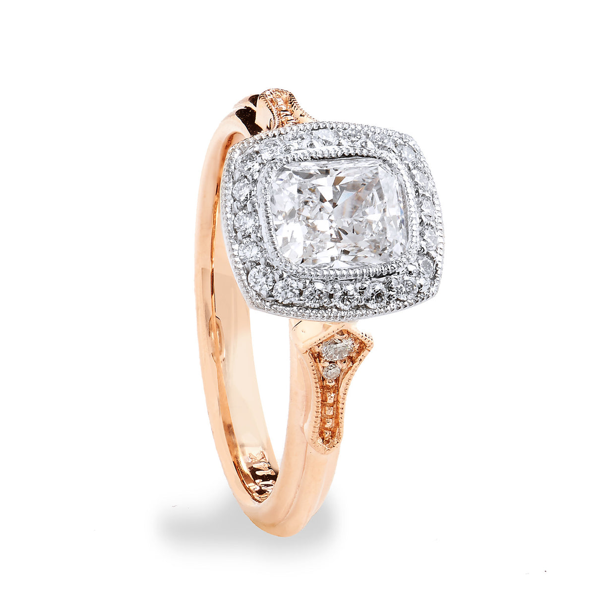 Radiant Diamond And Rose Gold Engagement Ring - Alternate View 4