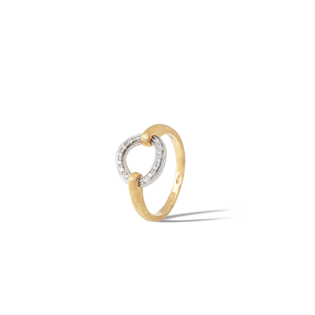 18K Yellow &amp; White Gold Flat-Link Diamond Jaipur Link Collection Ring  Marco Bicego