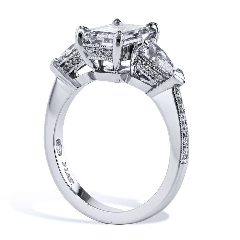 Emerald Cut Diamond With Pear Accent Diamond Engagement Ring Rings H&H Jewels