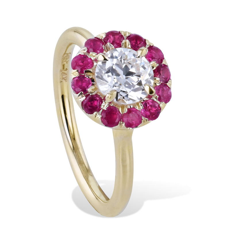 Diamond Ring With Ruby Halo Rings H&H Jewels