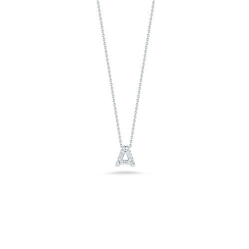 18Kt White Gold Tiny Treasures Diamond Love Letter "A" Pendant Necklace Necklaces Roberto Coin