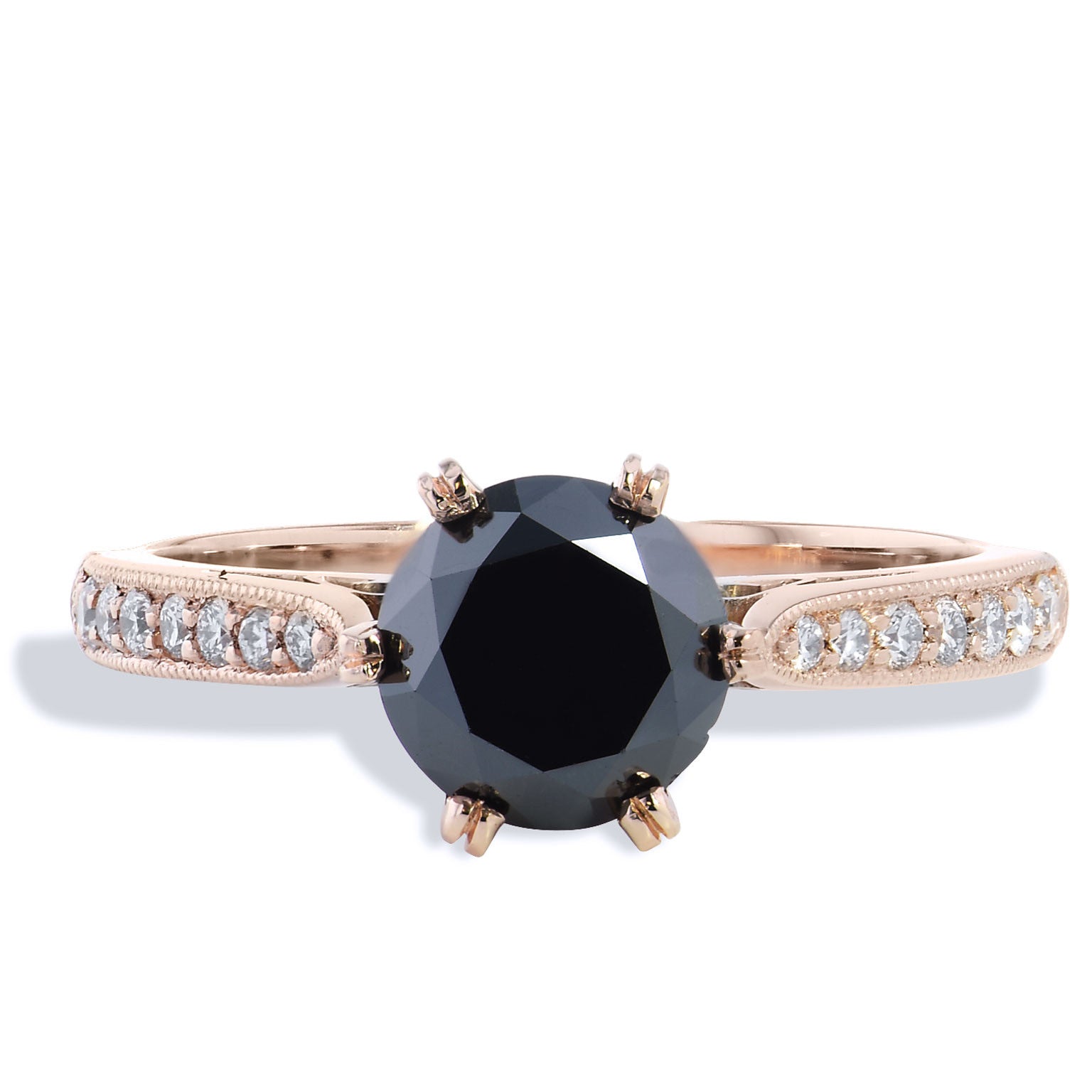 1.42 Black Diamond Engagement Ring Engagement Rings H&amp;H Jewels