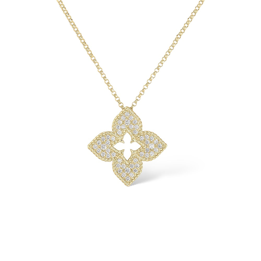 18K Yellow Gold Venetian Princess Diamond Pendant Necklace Necklaces Roberto Coin