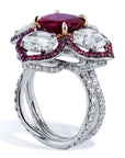 Floral Motif Ruby And Rose Cut Diamond Ring Rings H&H Jewels