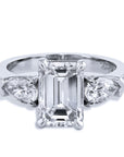 Emerald Cut Diamond With Pear Accent Diamond Engagement Ring Rings H&H Jewels