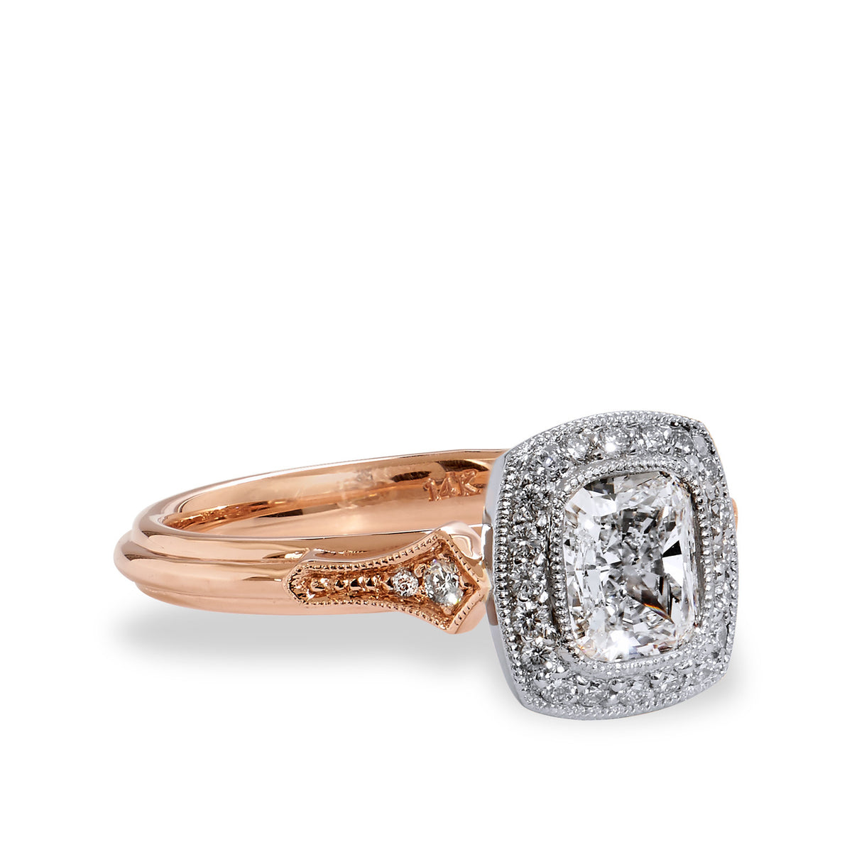 Radiant Diamond And Rose Gold Engagement Ring - Alternate View 5