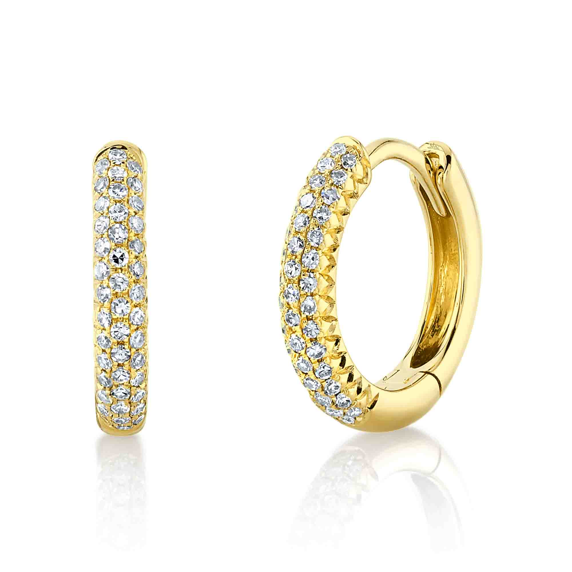 0.20ct Yellow Gold Diamond Pave Huggies Earrings Gift Giving