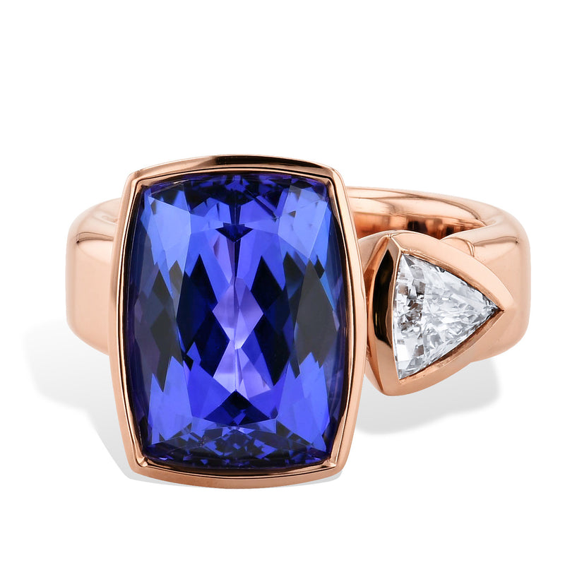 Rose Gold Blue Topaz And Diamond Ring Rings H&H Jewels
