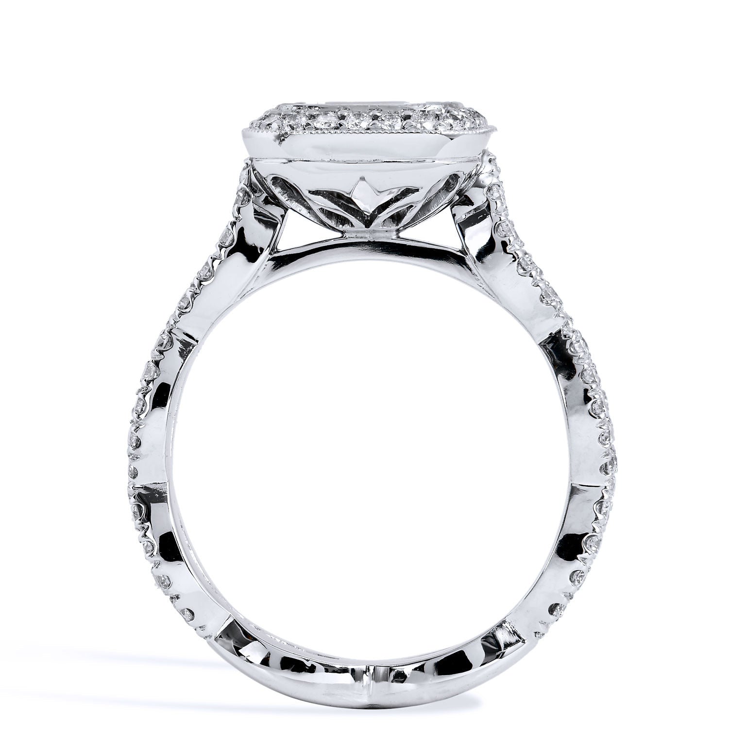Cushion Cut Diamond Trellace Engagement Ring Rings H&amp;H Jewels