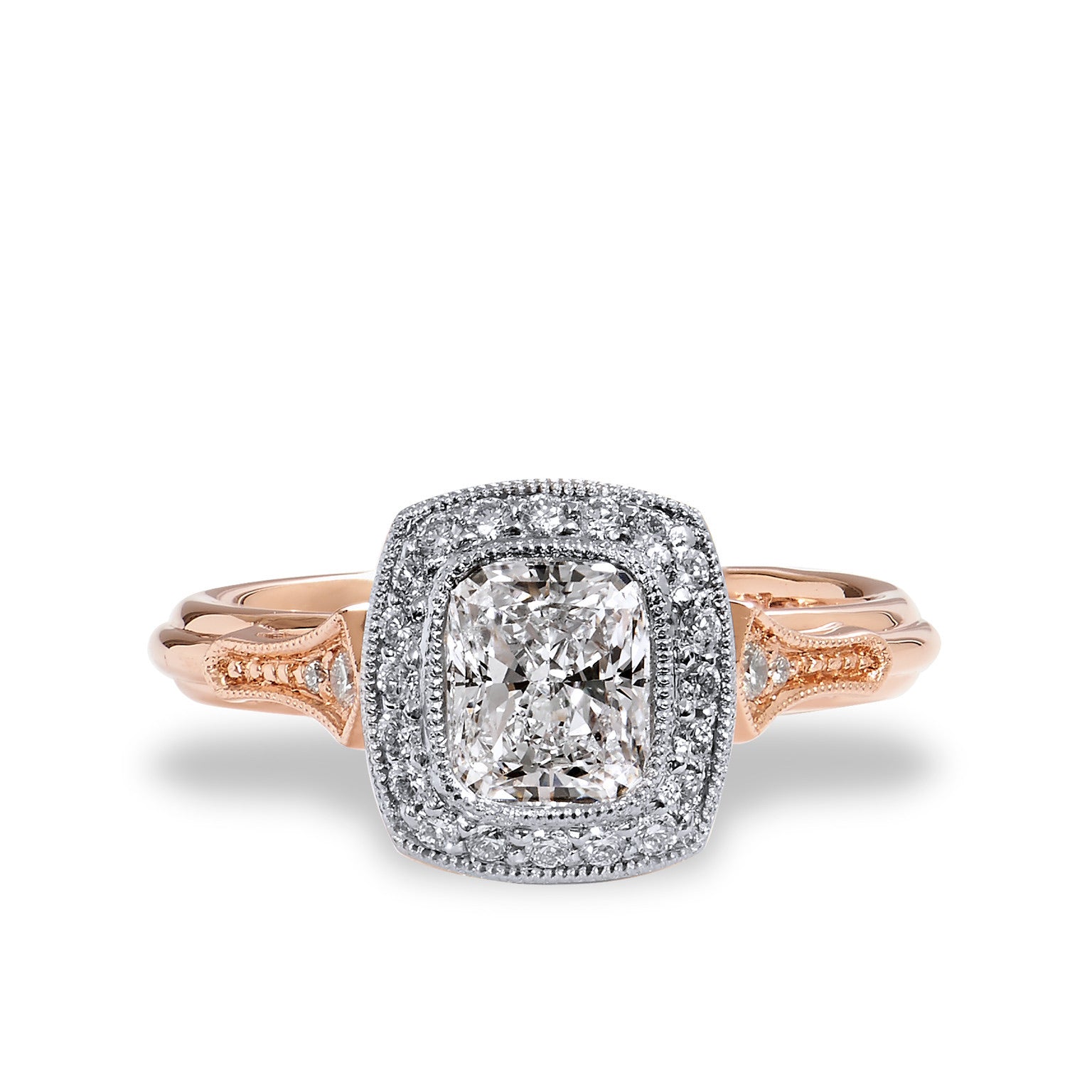 Radiant Diamond And Rose Gold Engagement Ring Rings H&amp;H Jewels