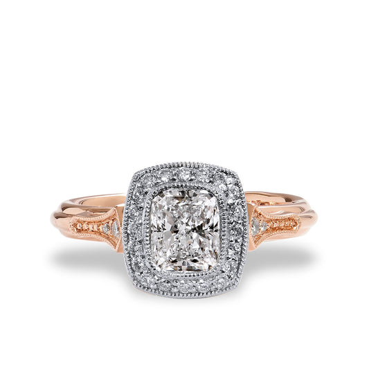 Radiant Diamond And Rose Gold Engagement Ring Rings H&H Jewels