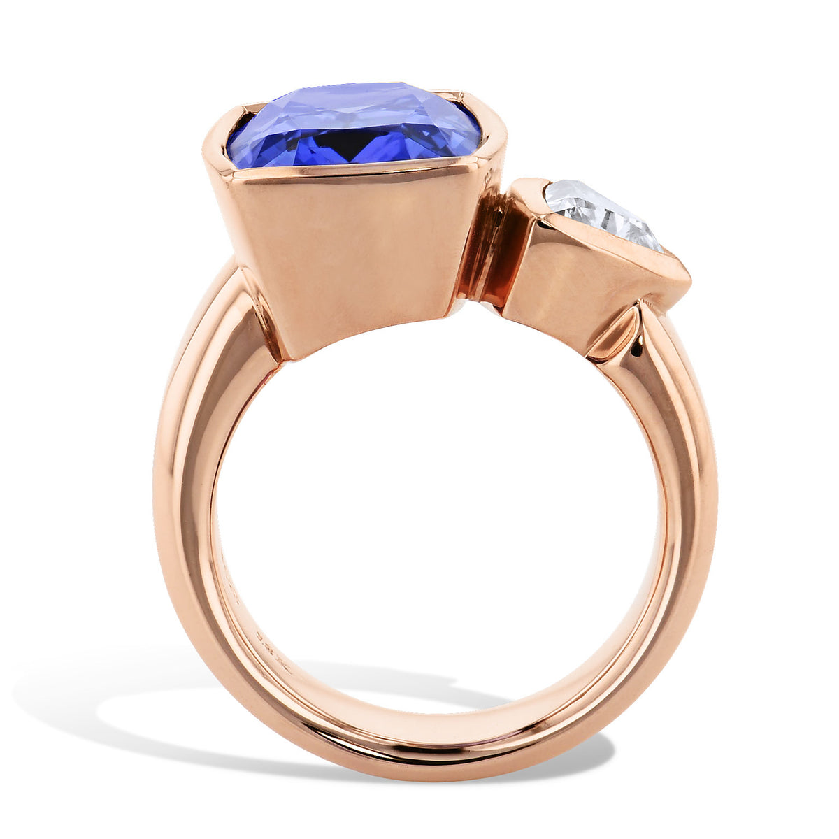 Rose Gold Blue Topaz And Diamond Ring - Alternate View 2
