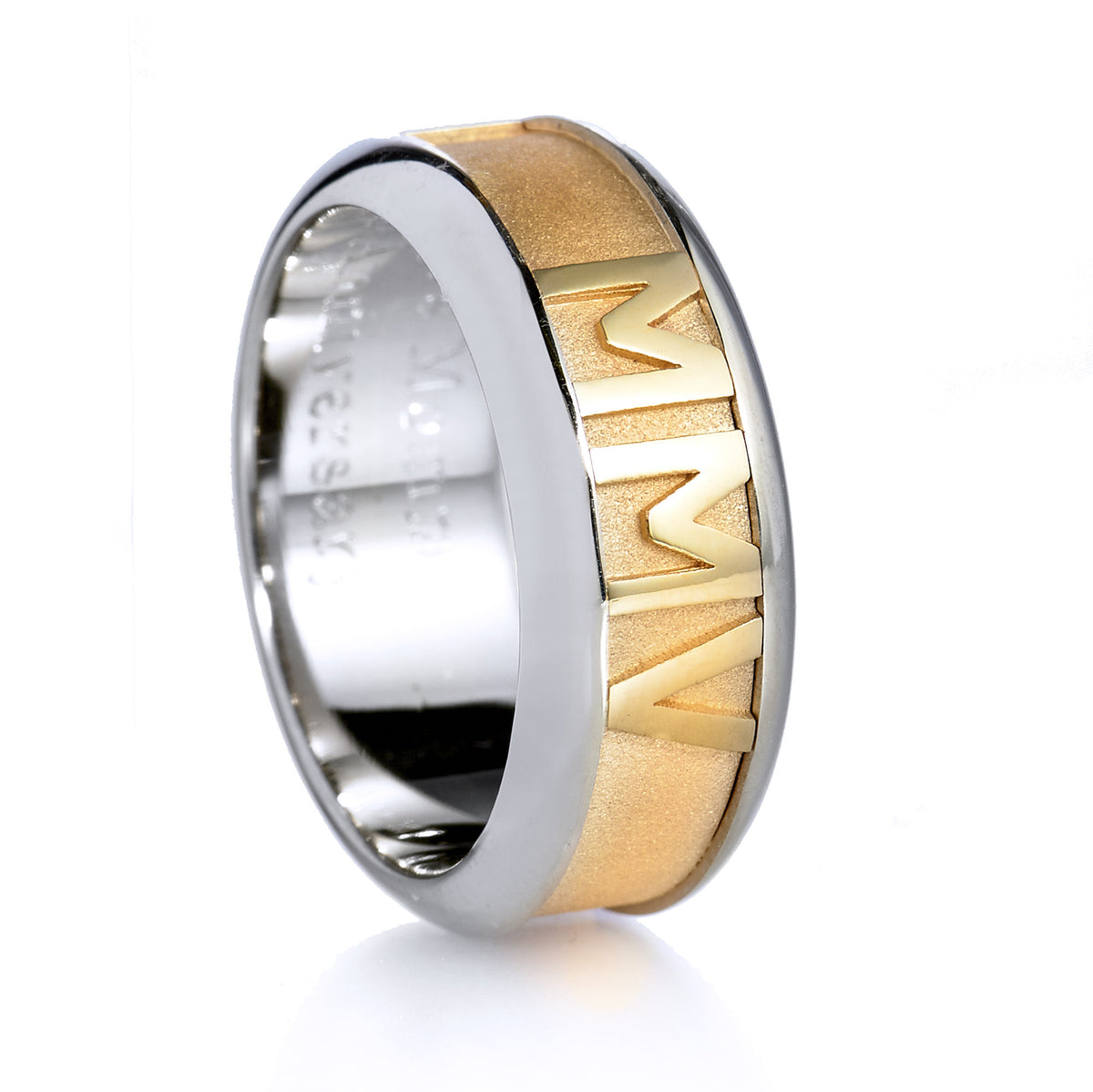 His And Her Roman Numeral Band Rings - Alternate View 1