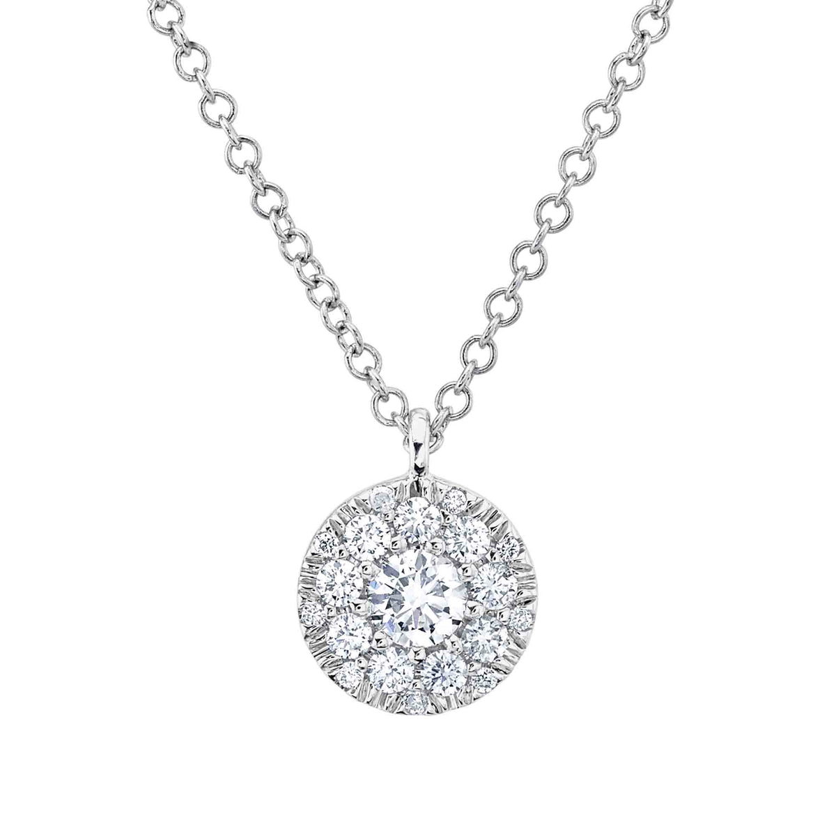 0.10ct Round Cut Diamond Cluster Pendant Necklaces H&H Jewels