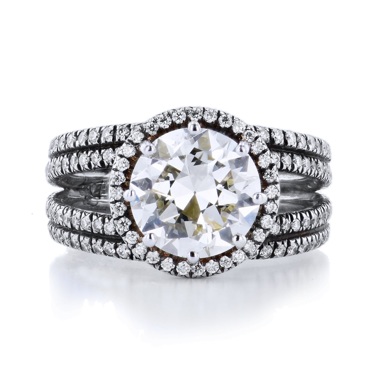 Round Diamond Split Shank Engagement Rings H&H Jewels