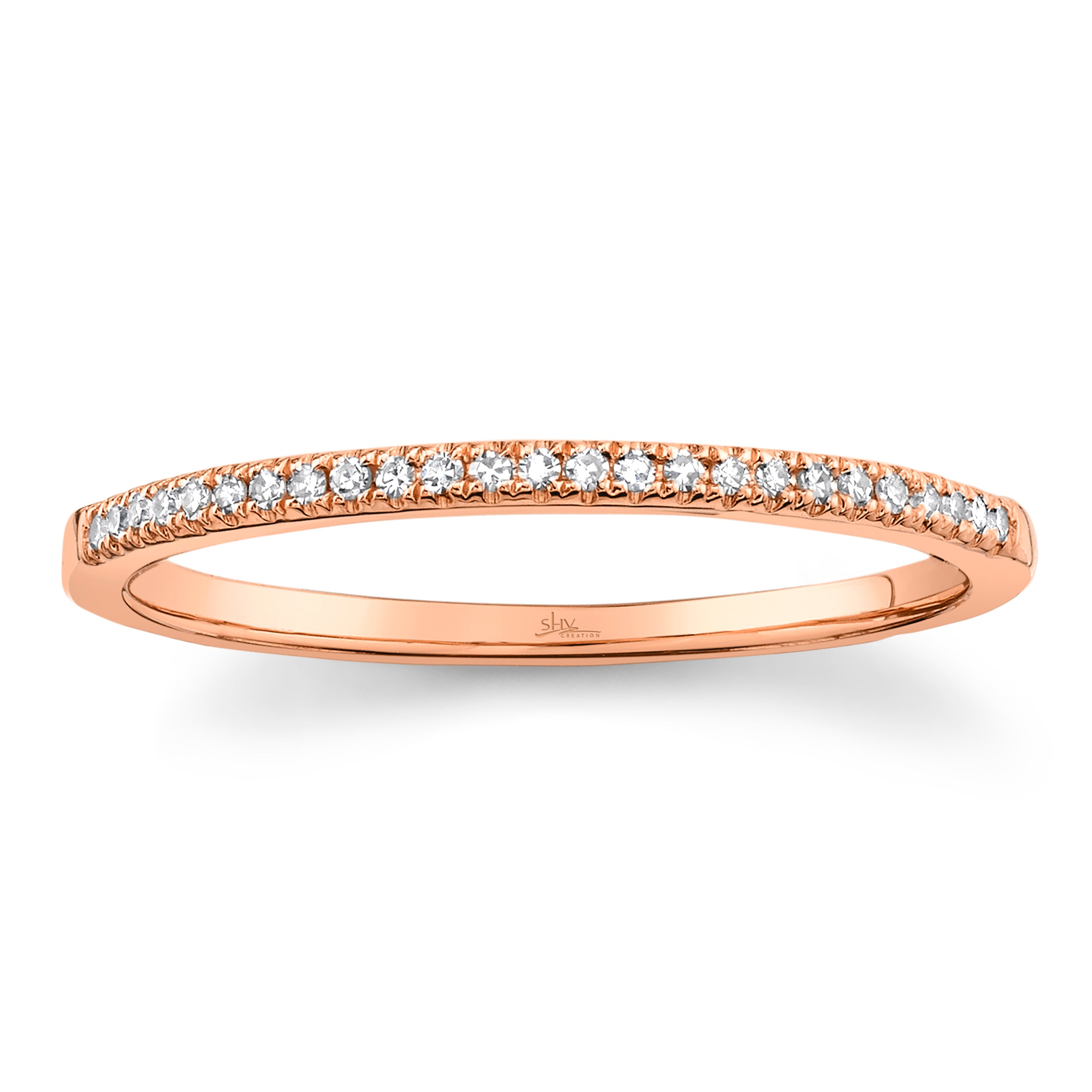 0.08ct Rose Gold Diamond Pave Band Rings Gift Giving