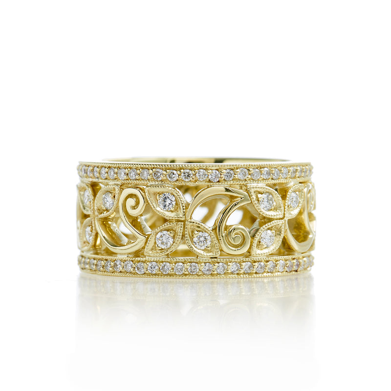Yellow Gold And Diamond Garden Ring Rings H&H Jewels