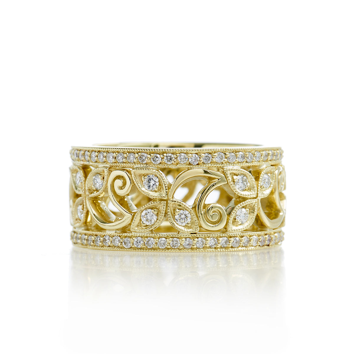 Yellow Gold And Diamond Garden Ring Rings H&H Jewels
