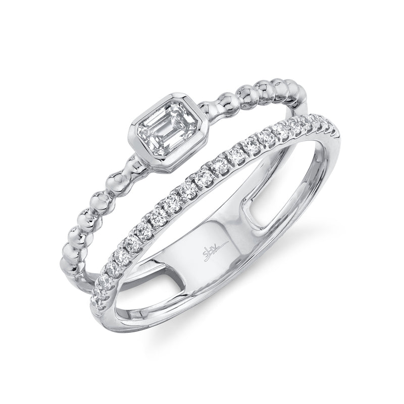 14K White Gold Emerald Cut Diamond Solitaire Ring Rings Shy Creation