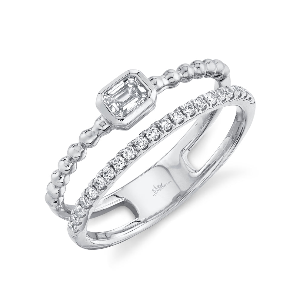 14K White Gold Emerald Cut Diamond Solitaire Ring Rings Shy Creation