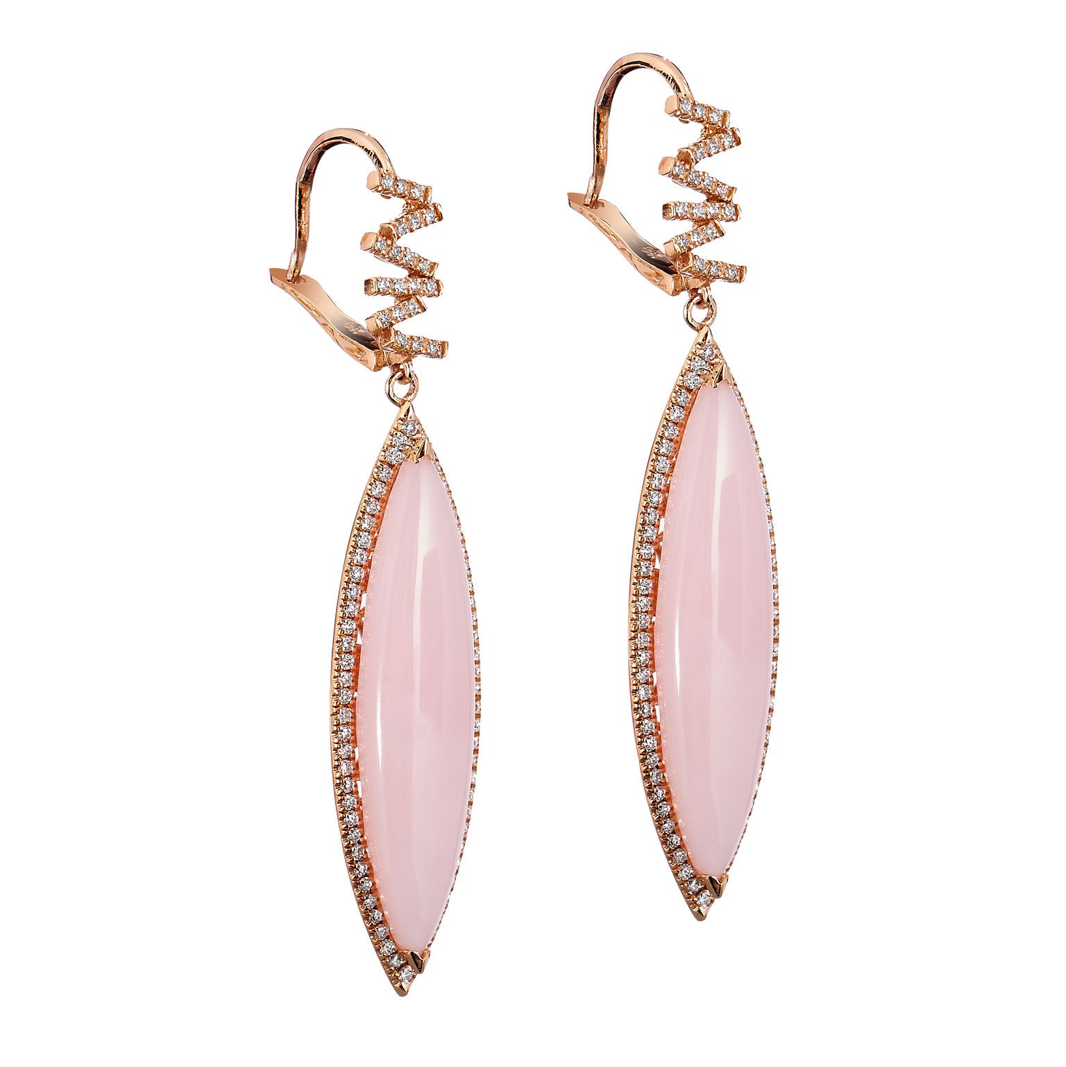 18 Karat Rose Gold And Pink Opal Earrings Earrings Curated by H
