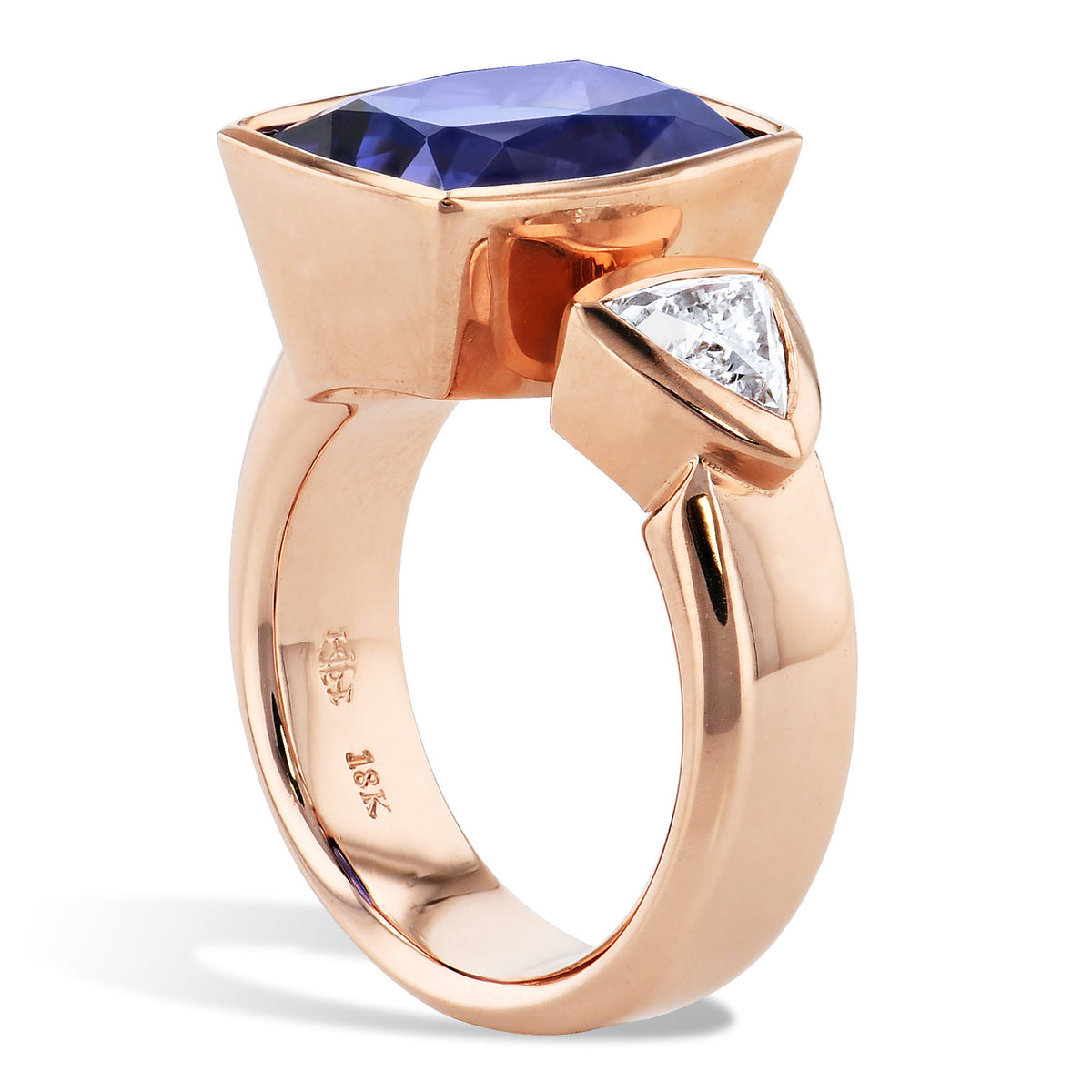 Rose Gold Blue Topaz And Diamond Ring - Alternate View 3