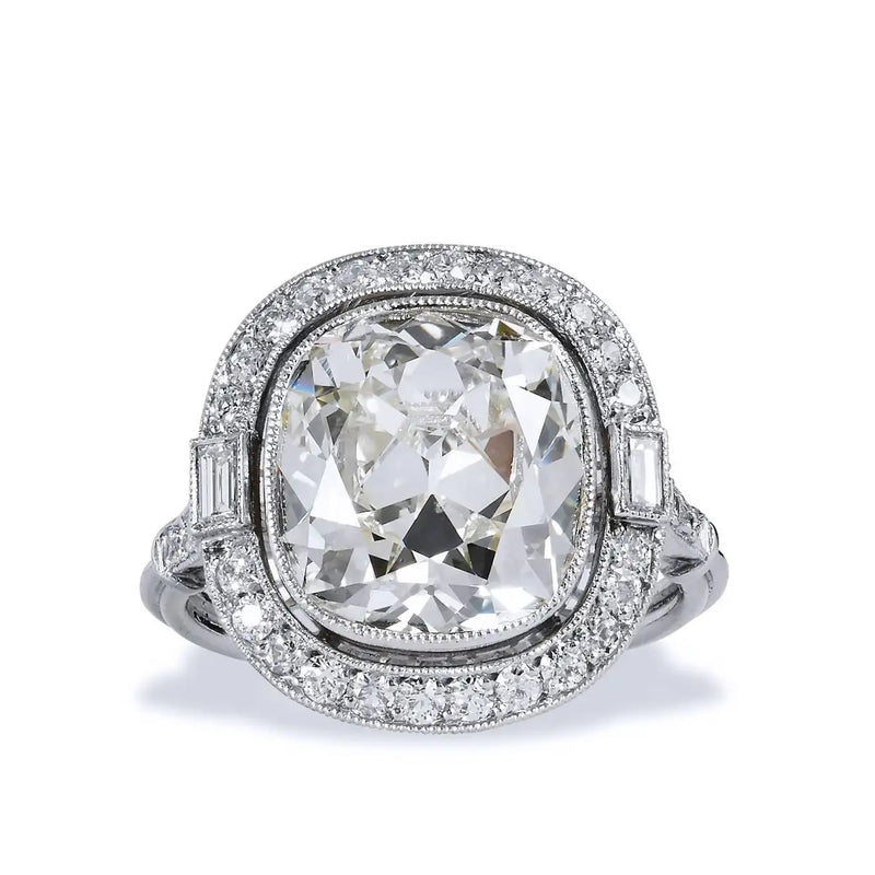 6.53 Carat Cushion Cut Brilliant Diamond Engagement Ring Rings H&H Jewels
