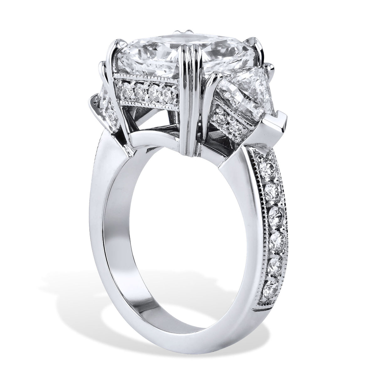 Square And Trillion Diamond Engagement Ring - Alternate View 1