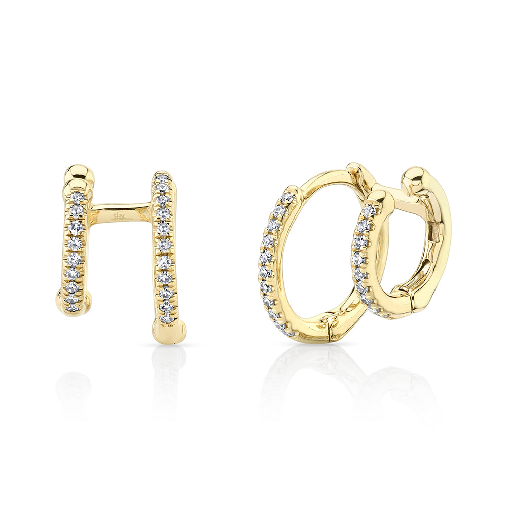 14kt Yellow Gold 0.12ct Diamond Double Huggie Earring Earrings Gift Giving